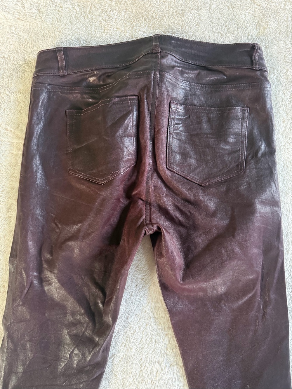 NWOT Paige Hoxton Skinny Leather Pants in Black Cherry sz 28 - Picture 7 of 12